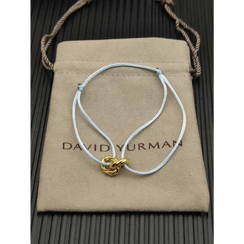 David Yurman - Light Blue Double-Ring Golden Nylon Rope Bracelet